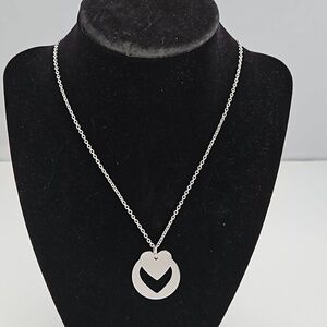 Double Silvertone Heart 18" Necklace